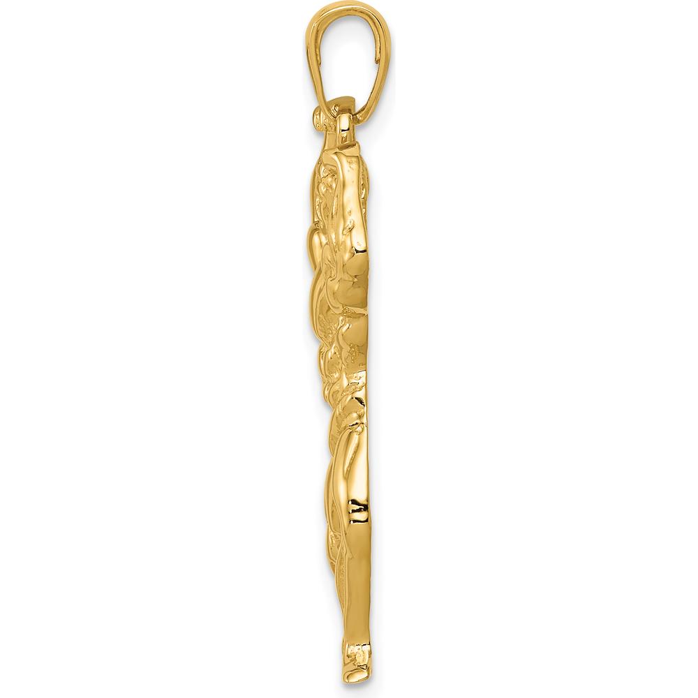 14K Yellow Gold Polished Weightlifter Pendant - Themed Strength Jewelry for Men by Oro Pregiato