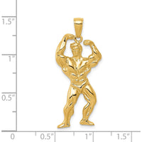 14K Yellow Gold Polished Weightlifter Pendant - Themed Strength Jewelry for Men by Oro Pregiato
