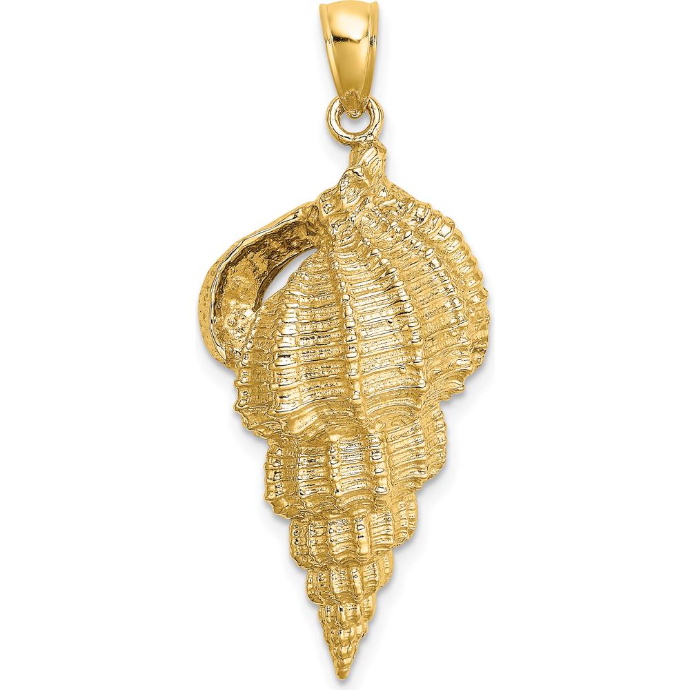 14K Yellow Gold Polished Wentletrap Shell Charm - Textured Beach Pendant by Oro Pregiato