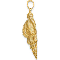 14K Yellow Gold Polished Wentletrap Shell Charm - Textured Beach Pendant by Oro Pregiato