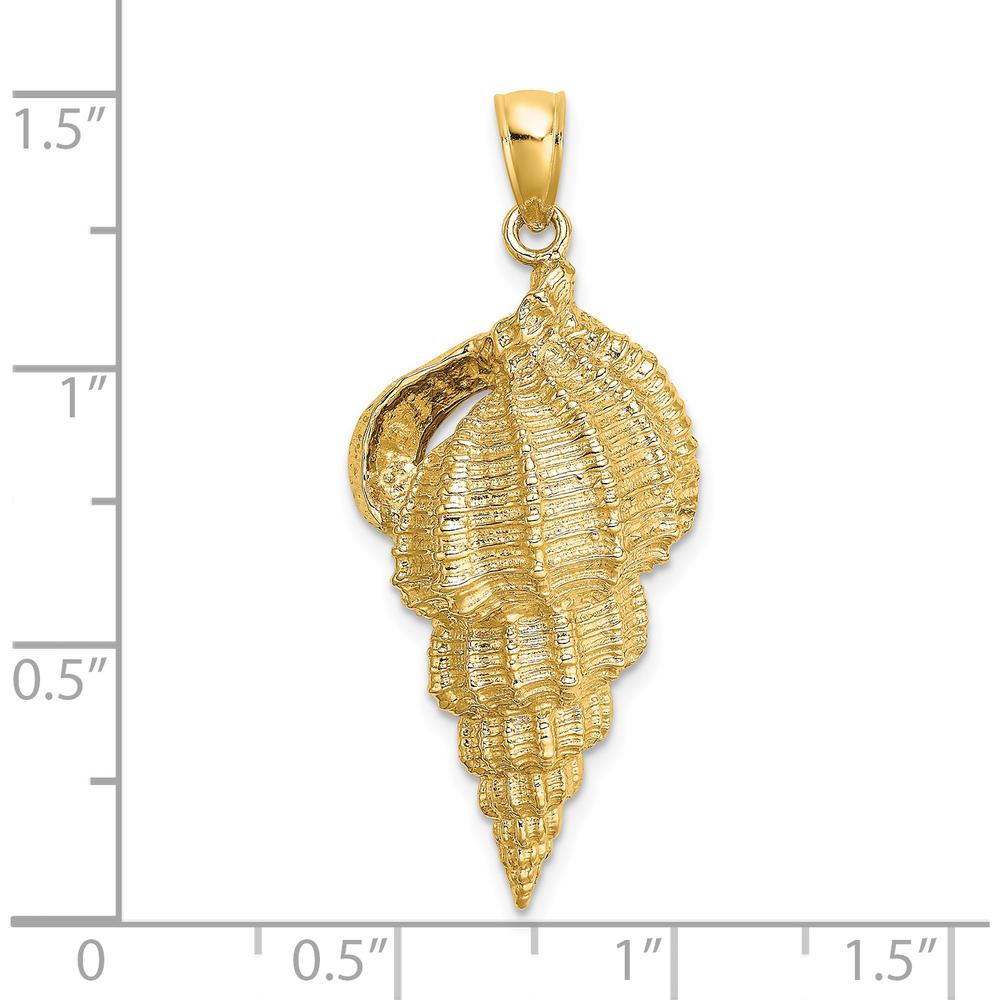 14K Yellow Gold Polished Wentletrap Shell Charm - Textured Beach Pendant by Oro Pregiato