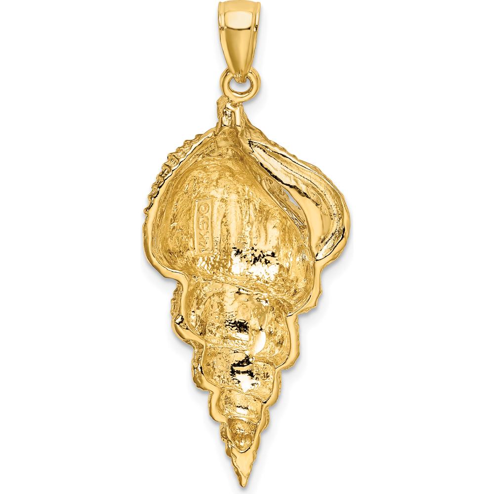 14K Yellow Gold Polished Wentletrap Shell Charm - Textured Beach Pendant by Oro Pregiato