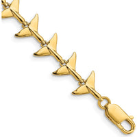 14K Yellow Gold Polished Whale Tail Bracelet - 7 inches by Oro Pregiato