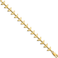 14K Yellow Gold Polished Whale Tail Bracelet - 7 inches by Oro Pregiato
