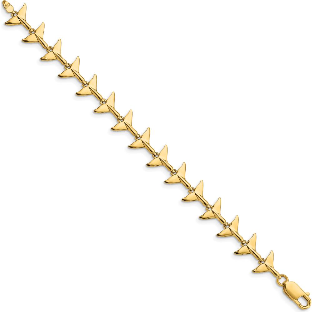 14K Yellow Gold Polished Whale Tail Bracelet - 7 inches by Oro Pregiato