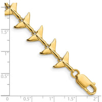 14K Yellow Gold Polished Whale Tail Bracelet - 7 inches by Oro Pregiato