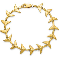 14K Yellow Gold Polished Whale Tail Bracelet - 7 inches by Oro Pregiato