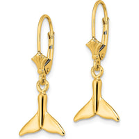 14K Yellow Gold Polished Whale Tail Leverback Drop Earrings by 0
