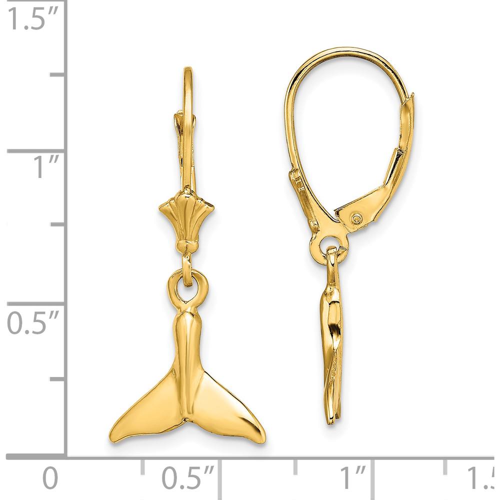 14K Yellow Gold Polished Whale Tail Leverback Drop Earrings by 0