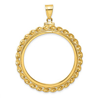 14K Yellow Gold Polished Wide Twisted Wire Screw Top Coin Bezel Pendant - 39.7mm by Numis Coin Jewelry