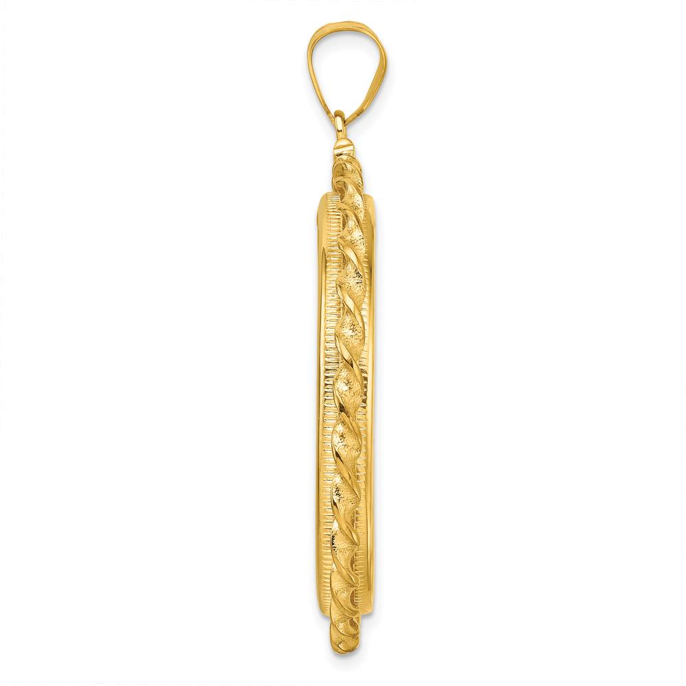 14K Yellow Gold Polished Wide Twisted Wire Screw Top Coin Bezel Pendant - 39.7mm by Numis Coin Jewelry