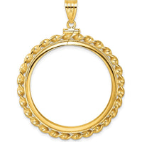 14K Yellow Gold Polished Wide Twisted Wire Screw Top Coin Bezel Pendant - 39.7mm by Numis Coin Jewelry