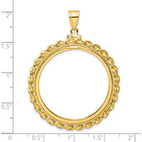 14K Yellow Gold Polished Wide Twisted Wire Screw Top Coin Bezel Pendant - 39.7mm by Numis Coin Jewelry