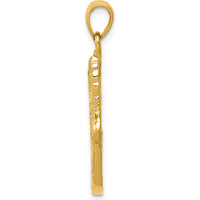 14K Yellow Gold Polished Winged Running Shoe Pendant - 30mm Length by Oro Pregiato