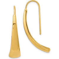 14K Yellow Gold Polished Wire Hollow Drop Earrings by 0