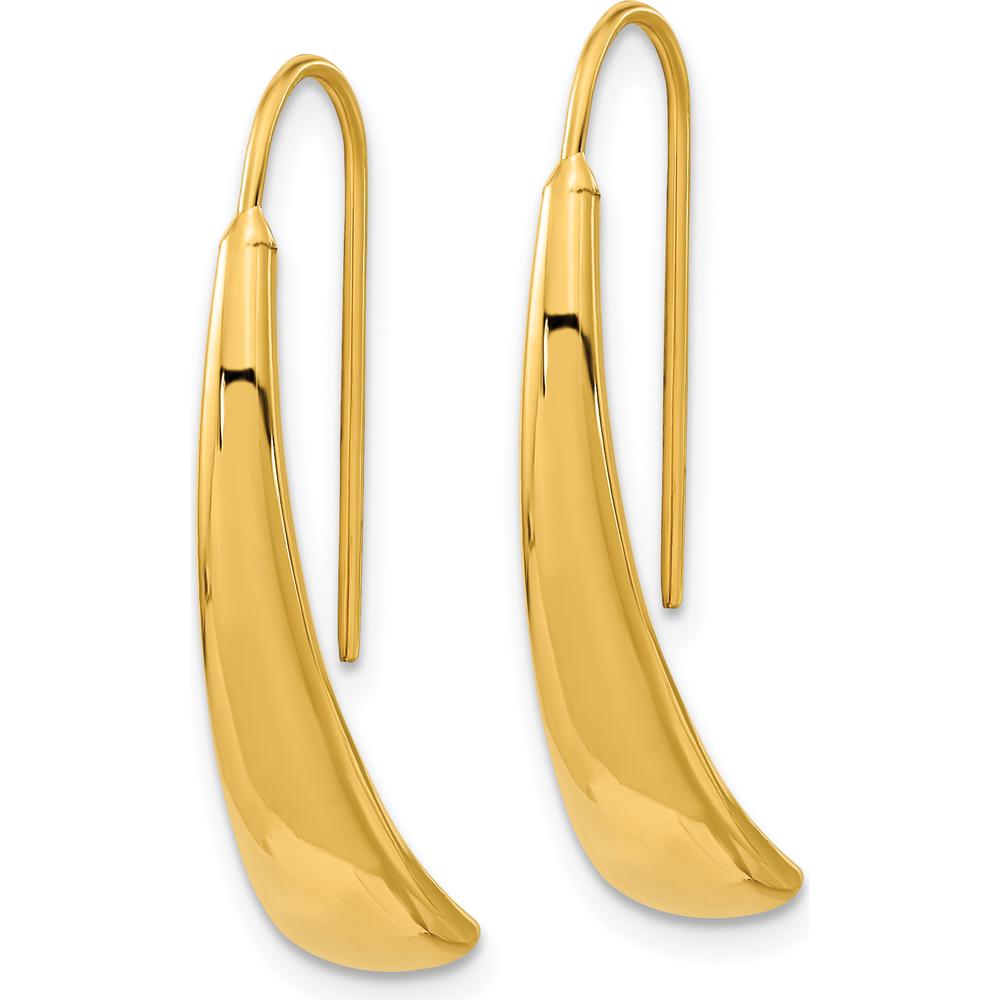 14K Yellow Gold Polished Wire Hollow Drop Earrings by 0