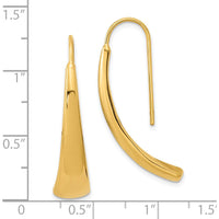 14K Yellow Gold Polished Wire Hollow Drop Earrings by 0