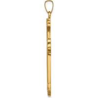 14K Yellow Gold Polished Woven Fleur de Lis Cross Pendant - 39.3mm Length by Oro Pregiato