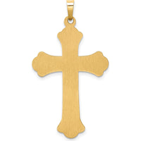 14K Yellow Gold Polished Woven Fleur de Lis Cross Pendant - 39.3mm Length by Oro Pregiato