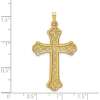 14K Yellow Gold Polished Woven Fleur de Lis Cross Pendant - 39.3mm Length by Oro Pregiato