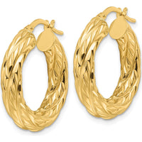 14K Yellow Gold Polished Woven Texture 4.75mm Round Hoop Earrings by 0