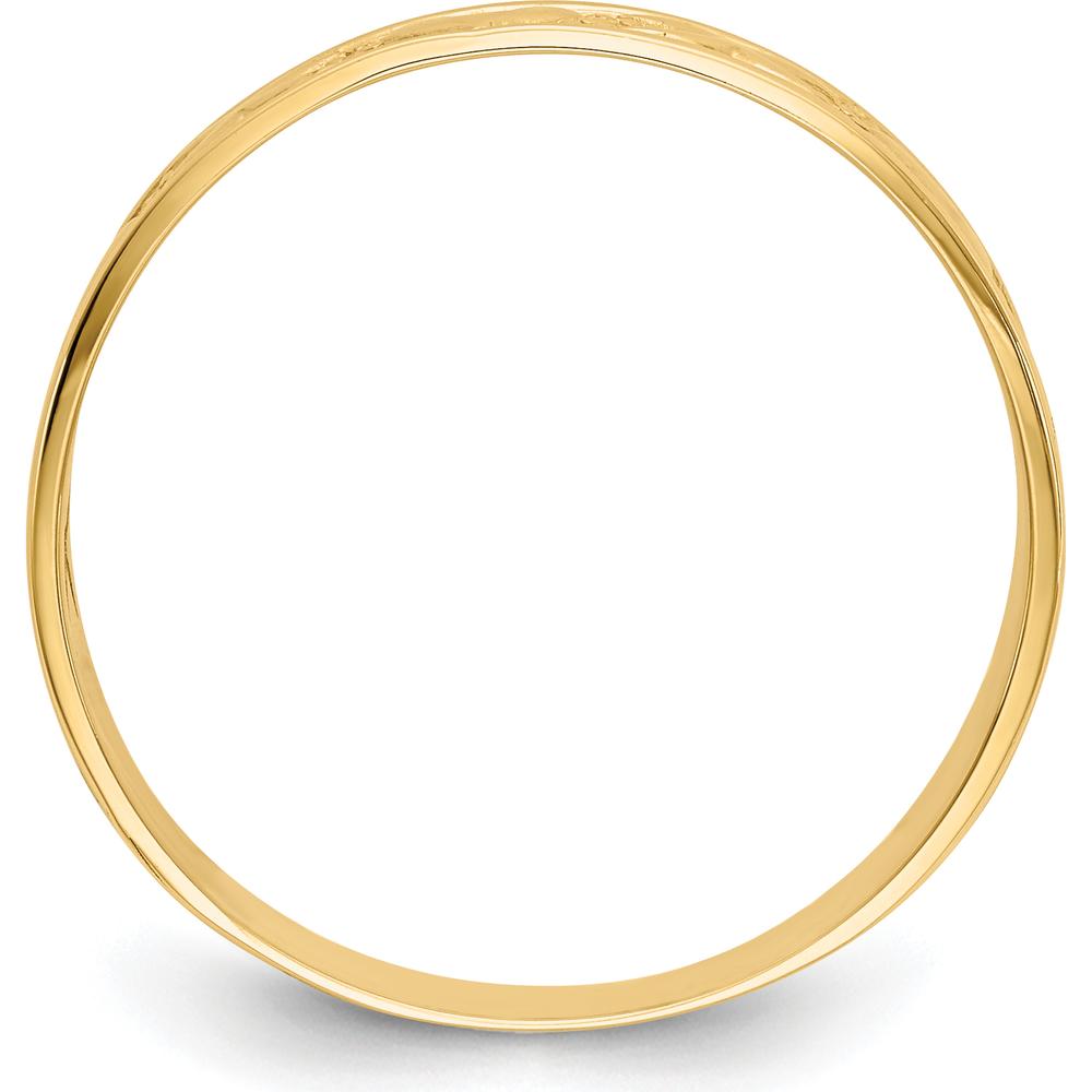 14K Yellow Gold Polished X and Hearts Band Ring with Beaded Texture - 5mm Width by Oro Pregiato