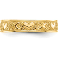14K Yellow Gold Polished X and Hearts Band Ring with Beaded Texture - 5mm Width by Oro Pregiato