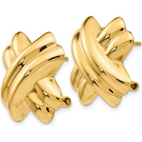 14K Yellow Gold Polished X Button Omega Back Post Earrings by Oro Pregiato