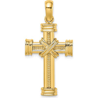 14K Yellow Gold Polished -X- Center Cross Pendant - Elegant Faith Symbol by Oro Pregiato