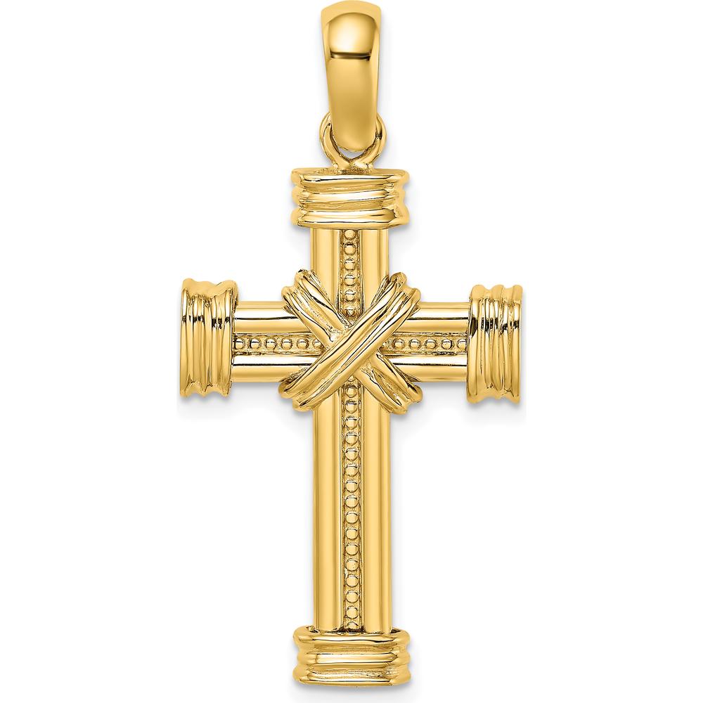 14K Yellow Gold Polished -X- Center Cross Pendant - Elegant Faith Symbol by Oro Pregiato