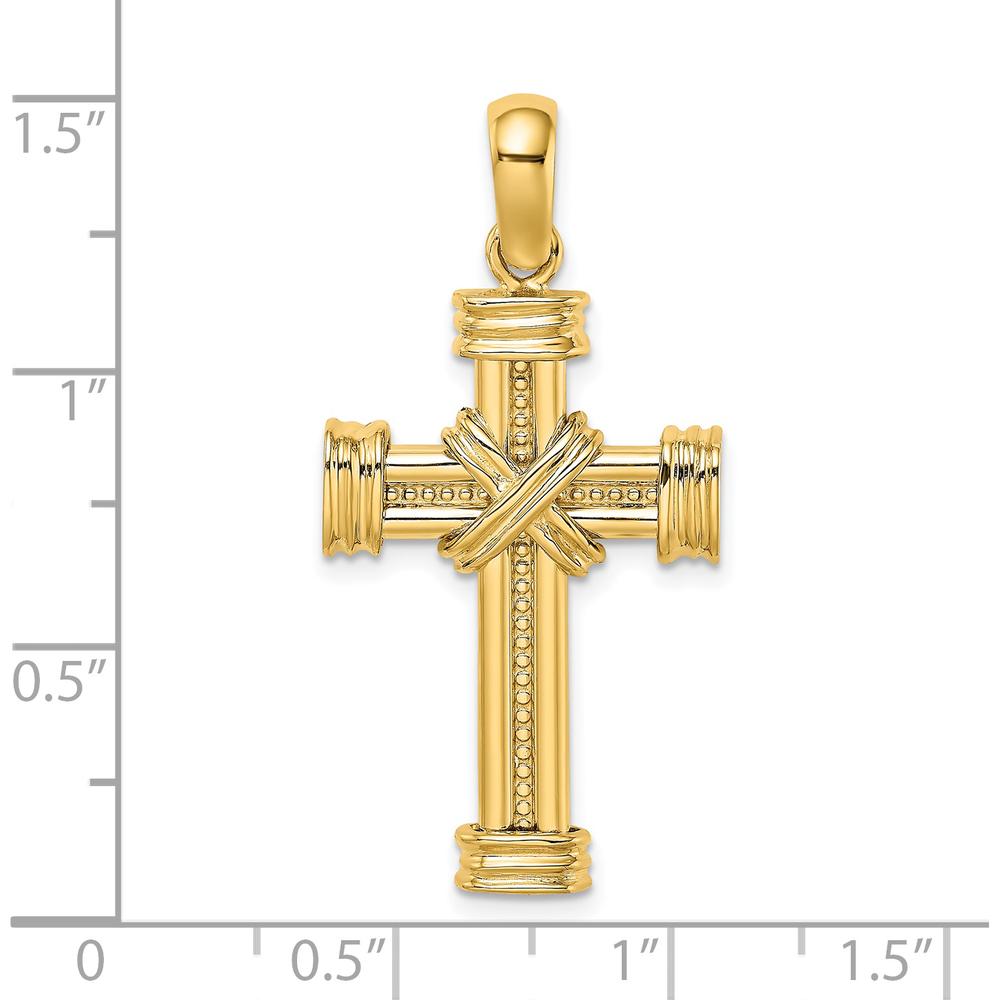 14K Yellow Gold Polished -X- Center Cross Pendant - Elegant Faith Symbol by Oro Pregiato