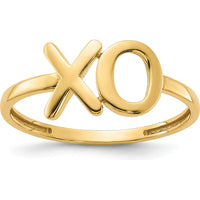 14K Yellow Gold Polished X-O Ring with Open Back Design by 0