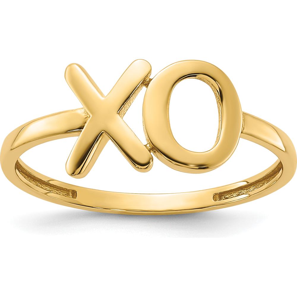 14K Yellow Gold Polished X-O Ring with Open Back Design by 0