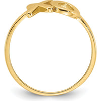 14K Yellow Gold Polished X-O Ring with Open Back Design by 0