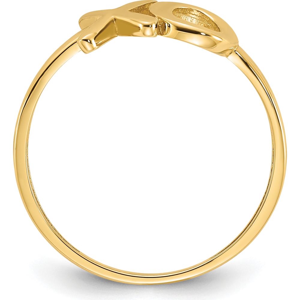 14K Yellow Gold Polished X-O Ring with Open Back Design by 0