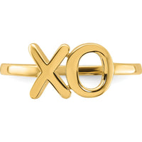 14K Yellow Gold Polished X-O Ring with Open Back Design by 0