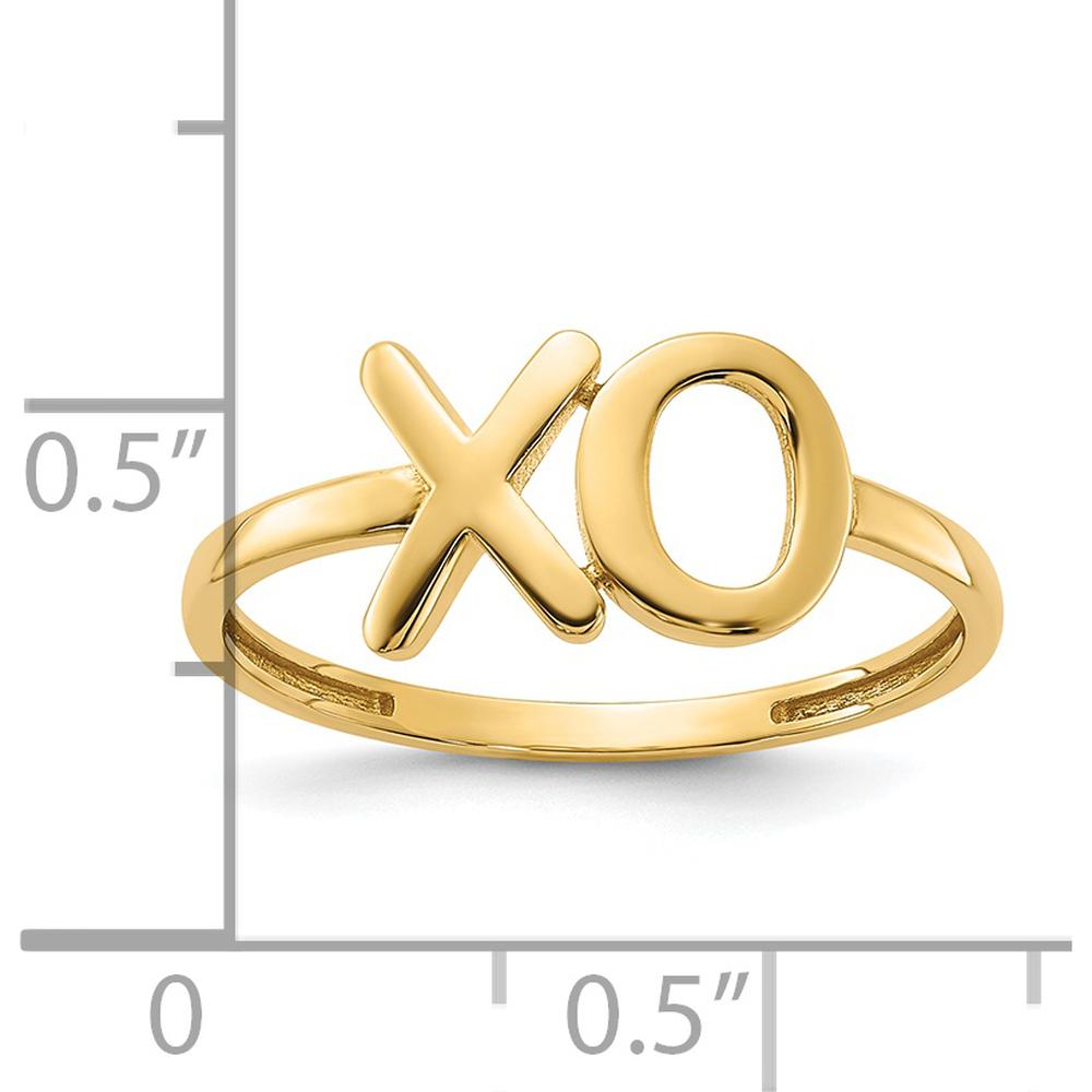 14K Yellow Gold Polished X-O Ring with Open Back Design by 0