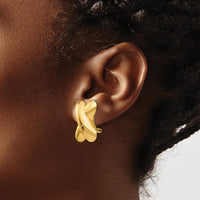 14K Yellow Gold Polished X Omega Back Post Earrings - Contemporary Geometric Design by Oro Pregiato