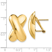 14K Yellow Gold Polished X Omega Back Post Earrings - Contemporary Geometric Design by Oro Pregiato