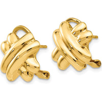 14K Yellow Gold Polished X Omega Back Post Earrings - Timeless Button Design by Oro Pregiato