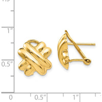 14K Yellow Gold Polished X Omega Back Post Earrings - Timeless Button Design by Oro Pregiato
