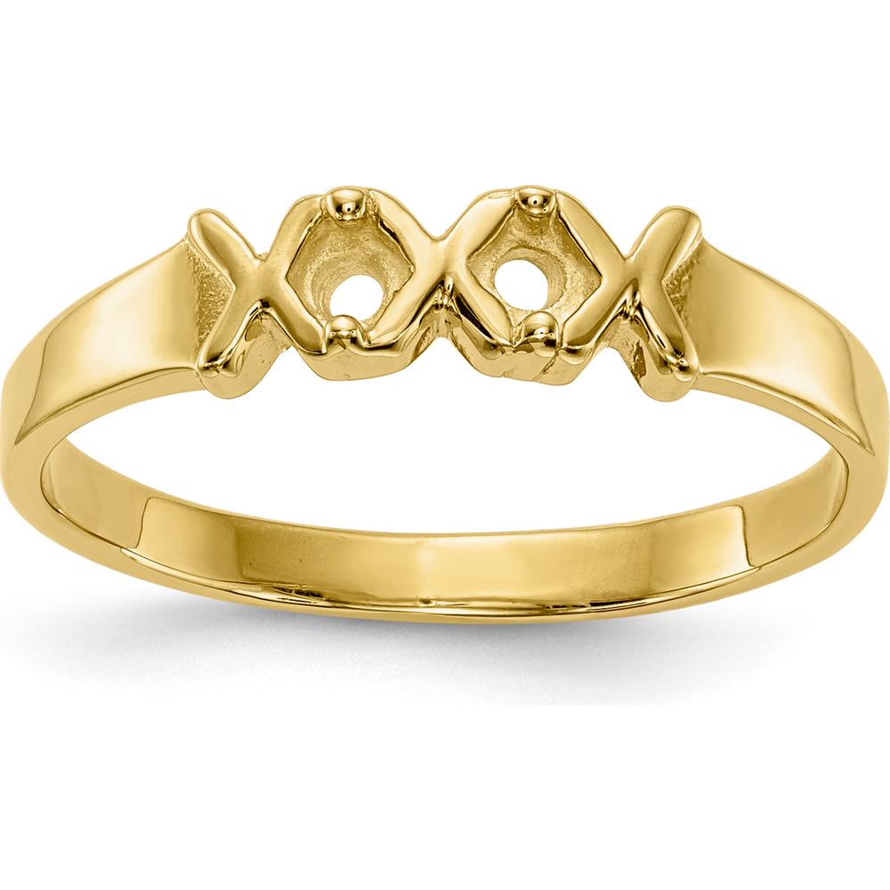 14K Yellow Gold Polished XOXO Love Ring with Tapered Band by Oro Pregiato
