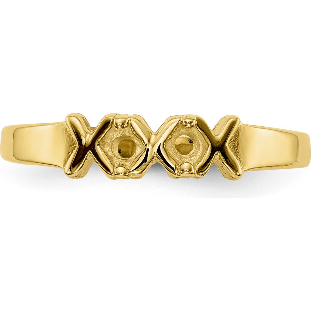 14K Yellow Gold Polished XOXO Love Ring with Tapered Band by Oro Pregiato