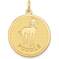 14K Yellow Gold Poodle Engravable Disc Dog Charm - 20mm by Oro Pregiato