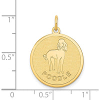14K Yellow Gold Poodle Engravable Disc Dog Charm - 20mm by Oro Pregiato