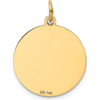 14K Yellow Gold Poodle Engravable Disc Dog Charm - 20mm by Oro Pregiato