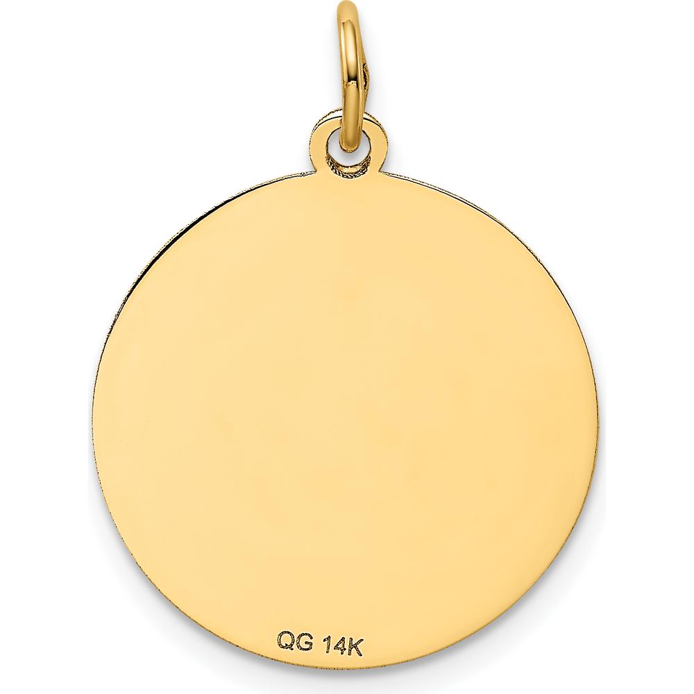 14K Yellow Gold Poodle Engravable Disc Dog Charm - 20mm by Oro Pregiato