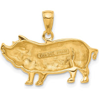14K Yellow Gold Pot Belly Pig Pendant - Polished Finish by Oro Pregiato