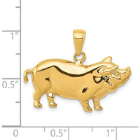 14K Yellow Gold Pot Belly Pig Pendant - Polished Finish by Oro Pregiato