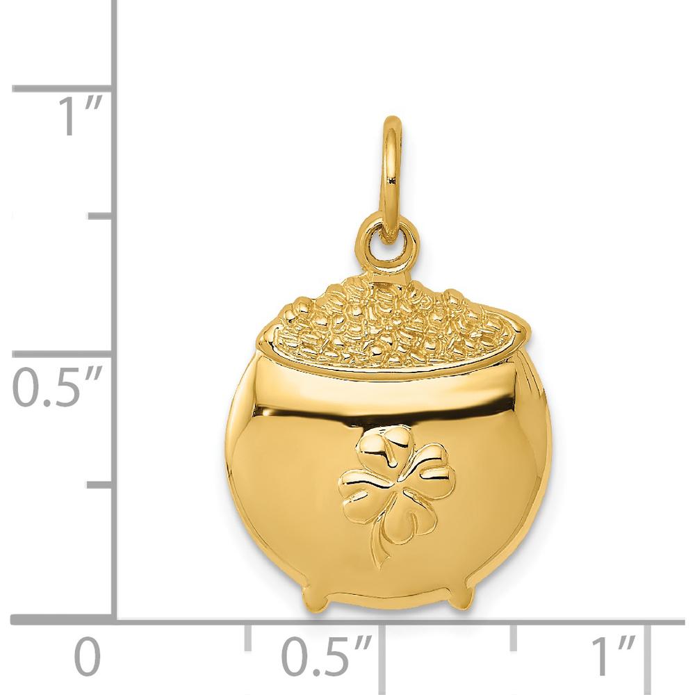 14K Yellow Gold Pot of Gold with Four-Leaf Clover Charm - 25mm Length by Oro Pregiato